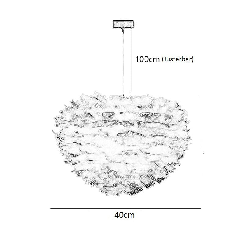 Lufira pink pendellampe 40 cm – mål og størrelsesoversigt