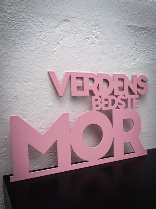Verdens bedste mor - Pinklakeret 34x20cm