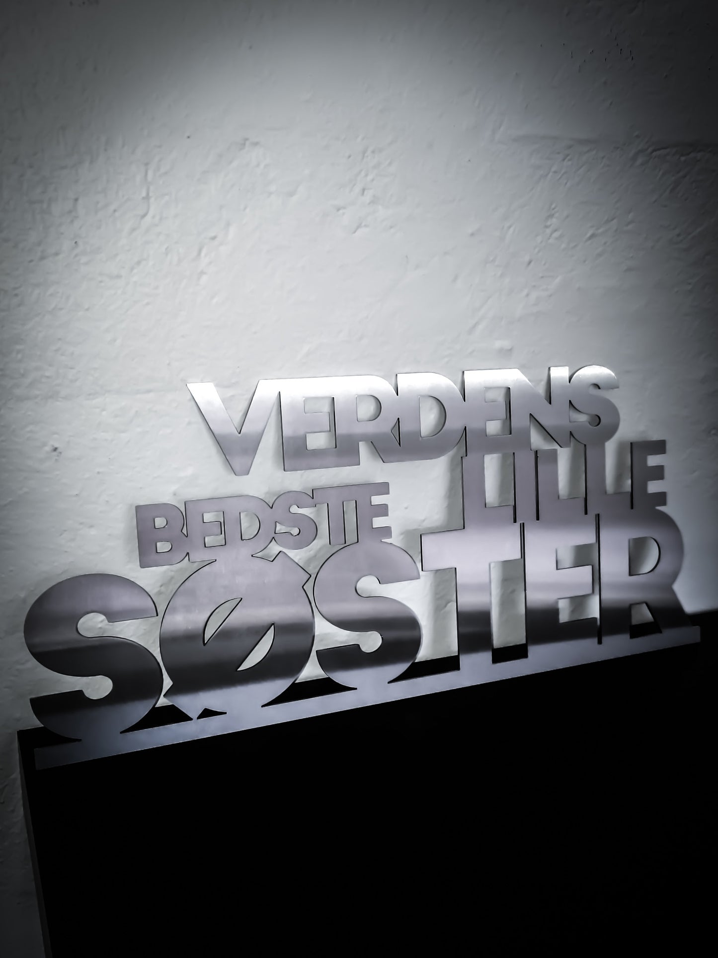 Verdens bedste lillesøster - Rustfri stål 42x18,5cm